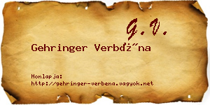 Gehringer Verbéna névjegykártya